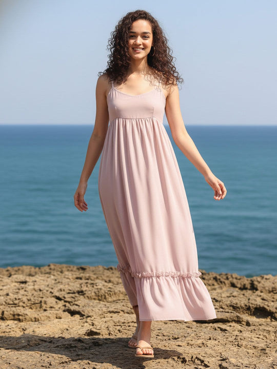 Pink Solid Empire Dress – AIWW-247E