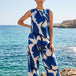 Blue & White Abstract Print Asymmetric Co-ord Set