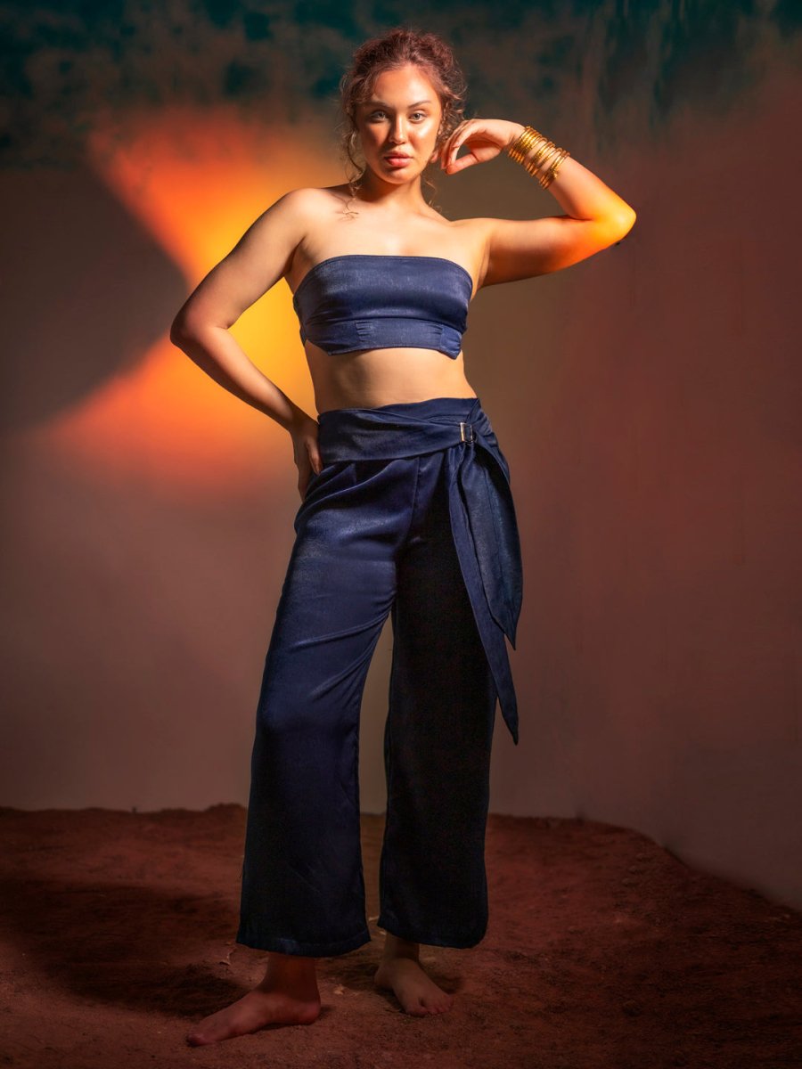 Women Blue solid Beachwear Co - ord Set - AOBABEACHWEAR Women Blue solid Beachwear Co - ord Set - AOBABEACHWEAR