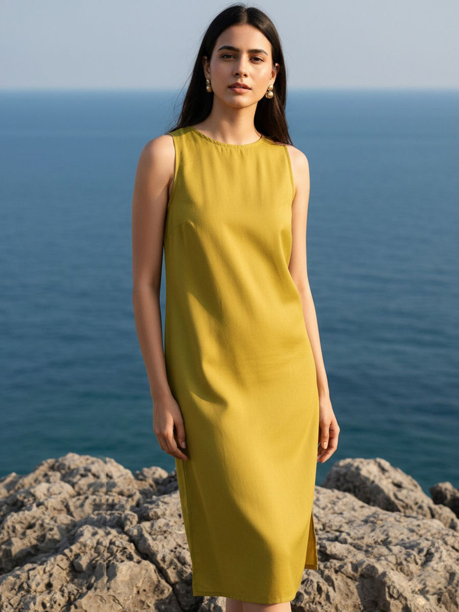 Green Solid Dress – AIWW-282E