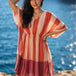 Orange Striped Beach Dress