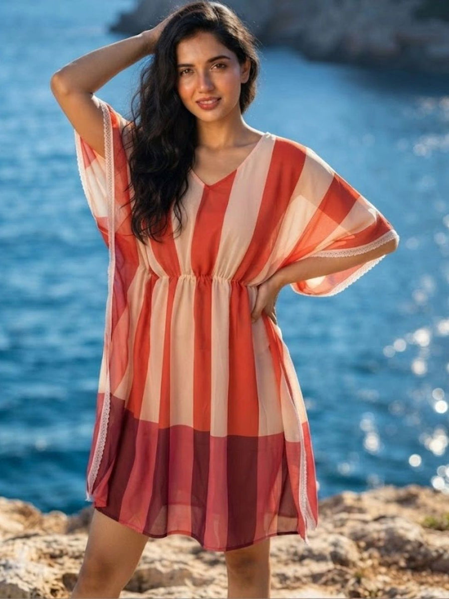Orange Striped Beach Dress – AK-50H