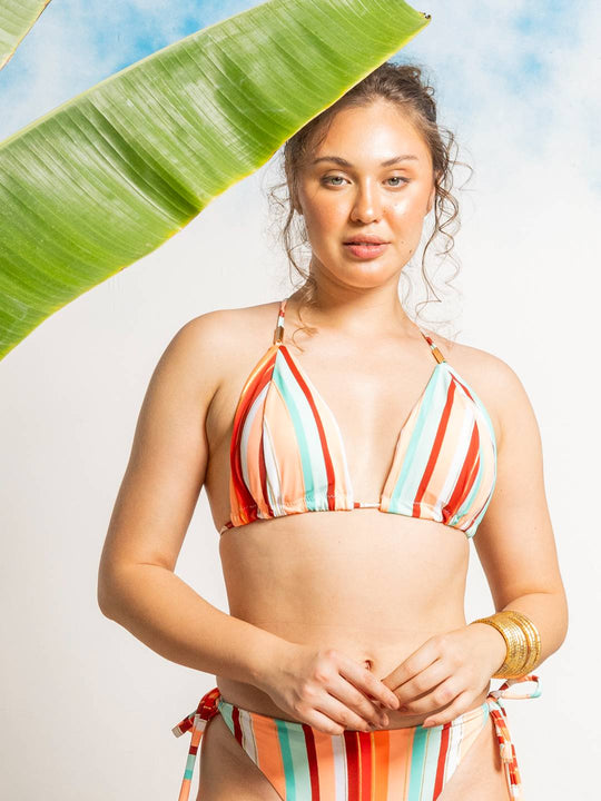 Women Swimwear Orange Printed Bikini Set