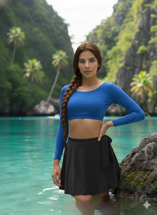 Women Swimwear Cobalt Skirt Swim Set