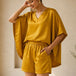 Yellow Satin Shorts Co-ord Set