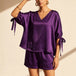 Purple Satin Shorts Co-ord Set