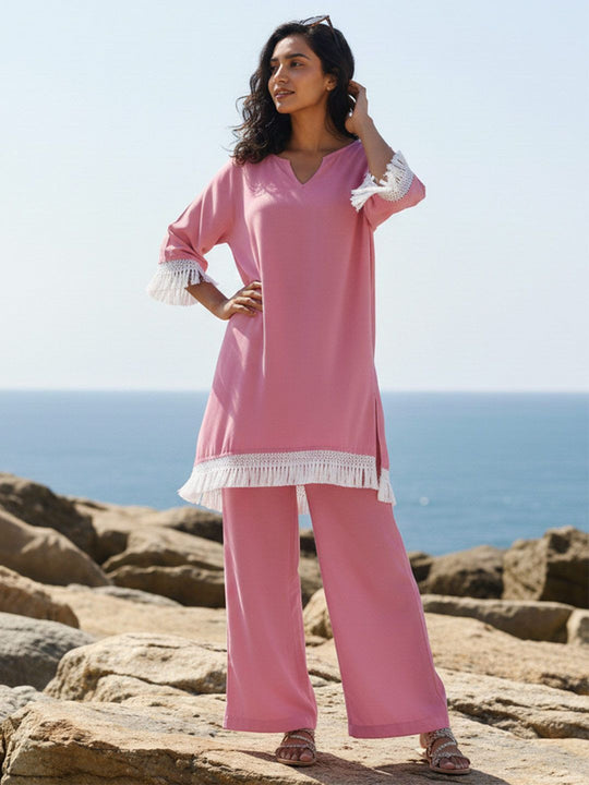 Mauve Linen Trouser Co-ord Set – AIWW-243C