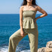 Olive Bandeau Cotton Palazzo Co-ord Set