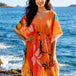 Orange Floral Print Beach Dress