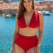 Red Solid Bikini Set