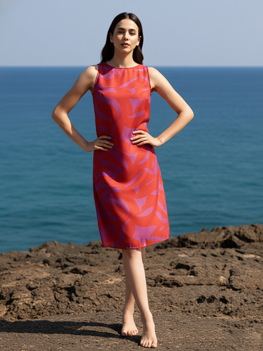 Maroon Printed Dress – AIWW-282C