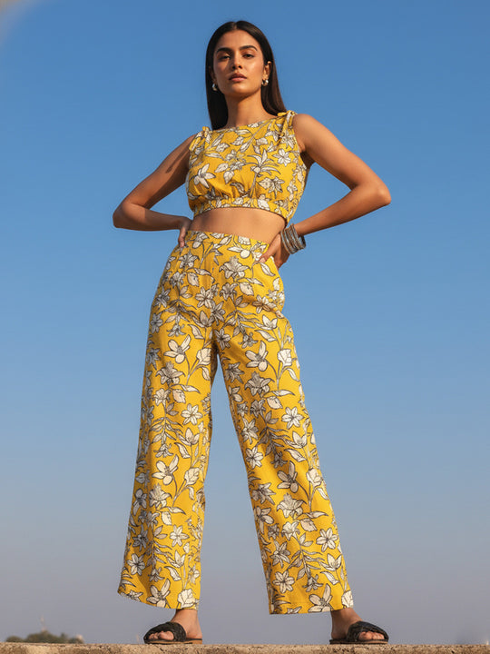 Yellow Floral Print Co-ord Set – AIWW-239A