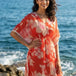 Coral Floral Print Beach Dress