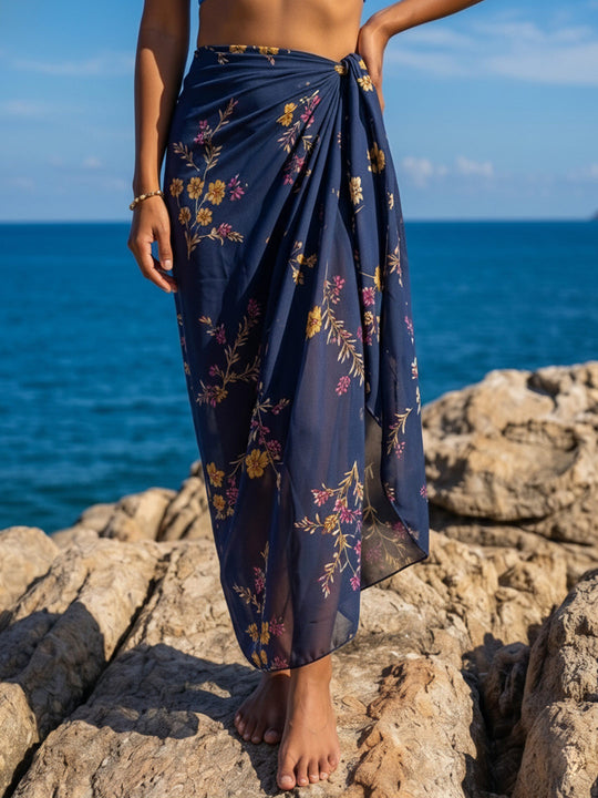 Blue Floral Print Sarong – AIBW-261F
