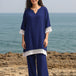 Navy Blue Linen Trouser Co-ord Set