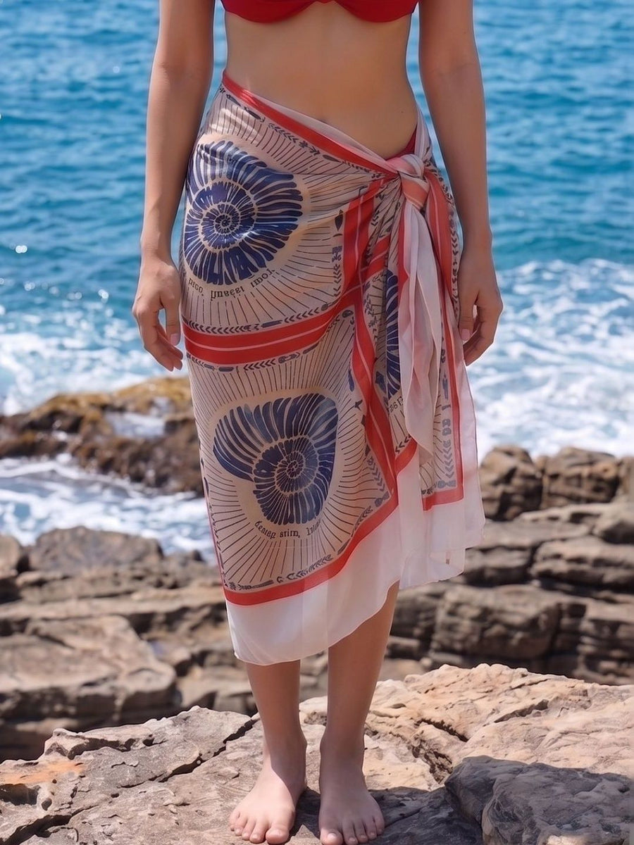 White Seashell Print Sarong – AIBW-306G