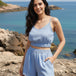 Blue Linen Shorts Co-ord Set