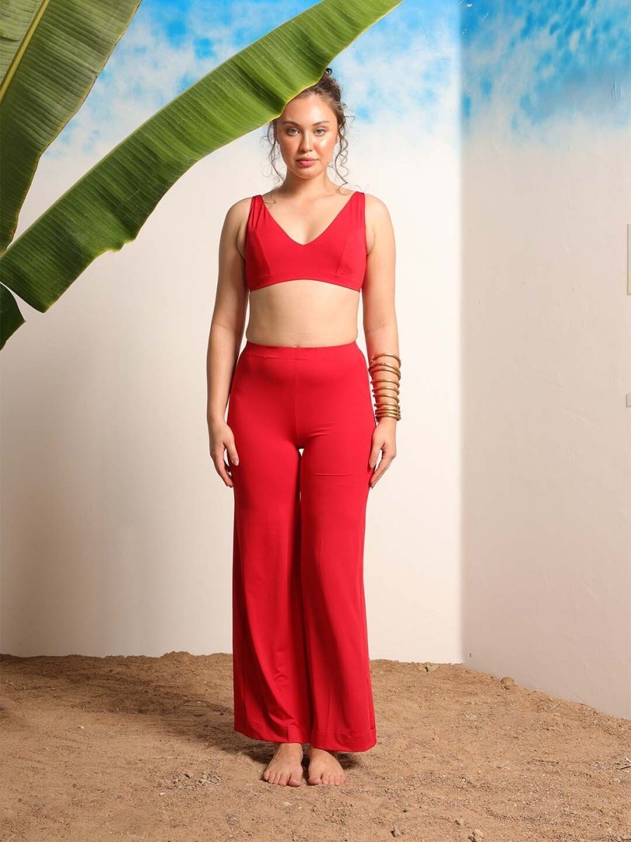 Women Red Solid Beachwear co - ord Set - AOBABEACHWEAR