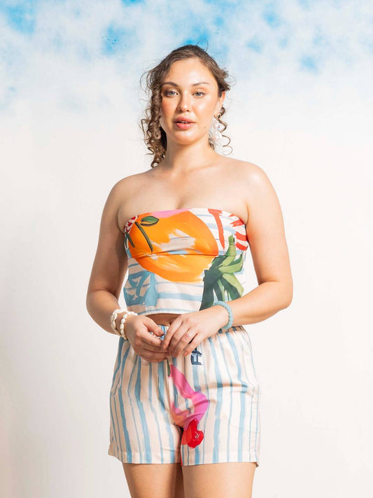 Tooti Frooti Off-White & Blue Co-ord Set