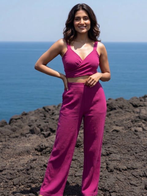 Fuchsia Textured Two-Piece Set