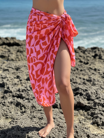 Sunset Geo Satin Sarong