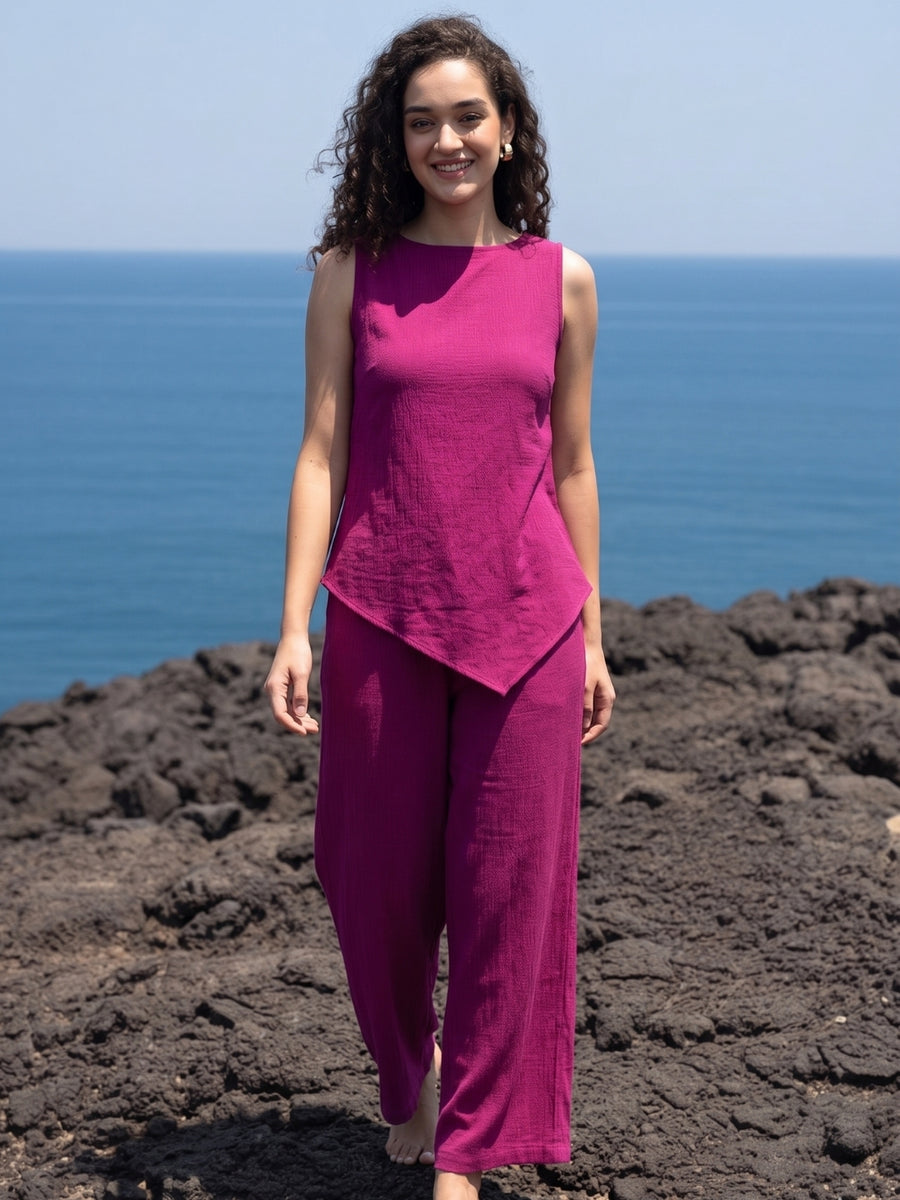 Magenta Pink Textured Co-ord Set
