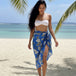 Azure Tropical Leaf Rayon Sarong