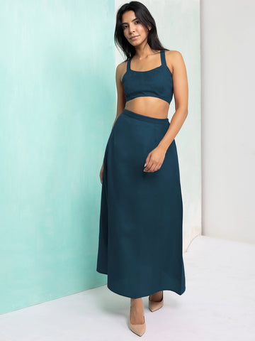 Emerald Tide Skirt & Crop Top Co-Ord Set