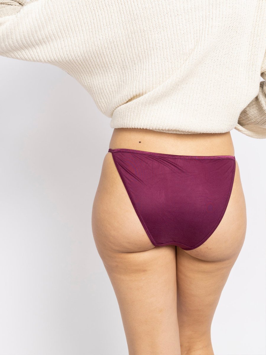 Women Purple Lace Thong Brief - AOBAPANTIES