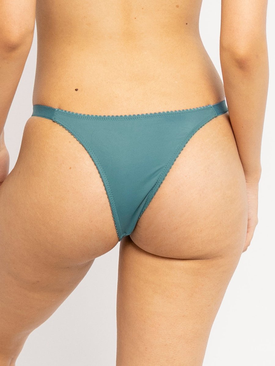 Women Green Lace Thong Brief - AOBAPANTIES