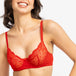 Red Floral Lace Non Padded All Day Comfort Underwired Bra