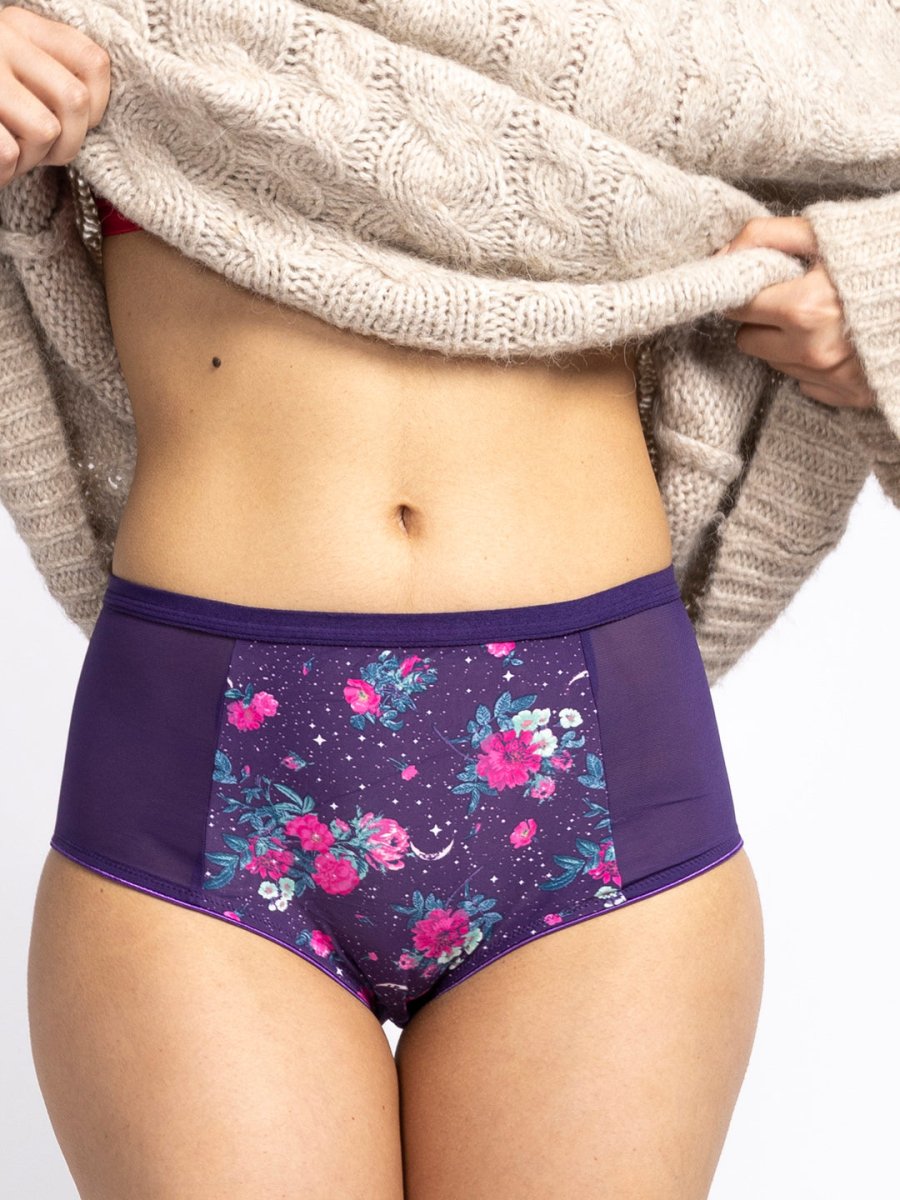 Women Purple Floral Printed Hipster Briefs - AOBA