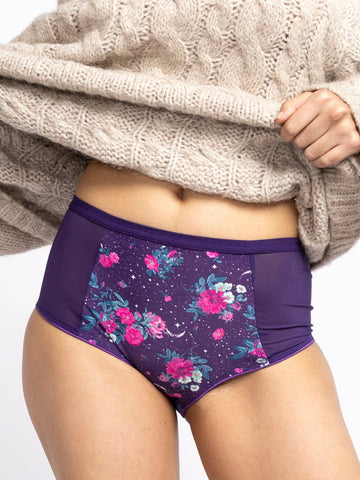 Women Purple Floral Printed Hipster Briefs - AOBA