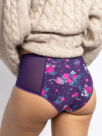 Women Purple Floral Printed Hipster Briefs - AOBA