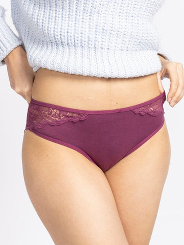 Women Purple Lace Bikini Brief - AOBAPANTIES