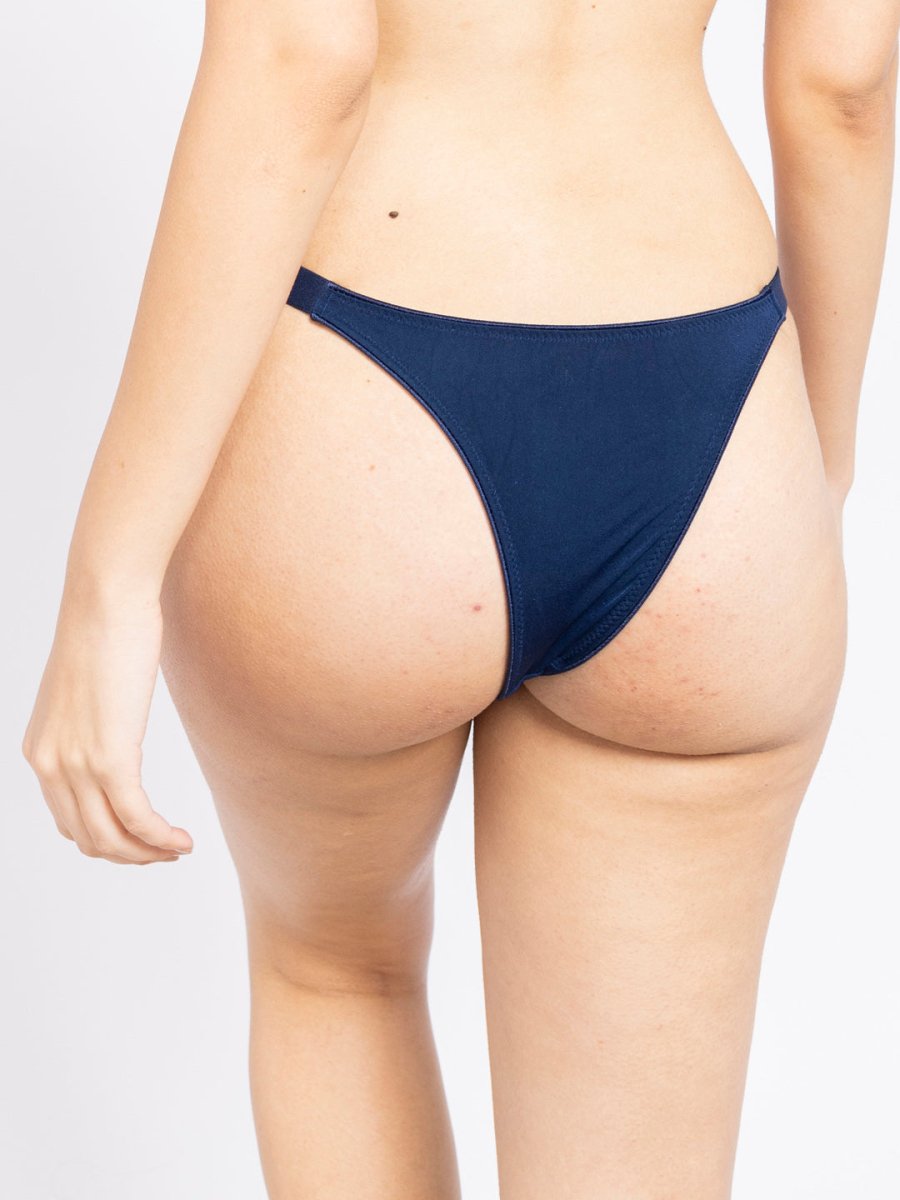 Women Blue Lace Thong Brief - AOBAPANTIES