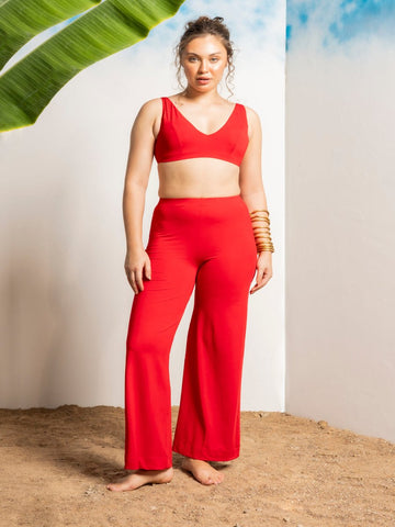 Women Red Solid Beachwear co - ord Set - AOBABEACHWEAR