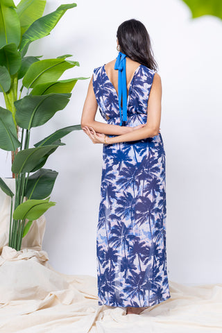 Beaded Halter Azure Luxe swim cover-up set