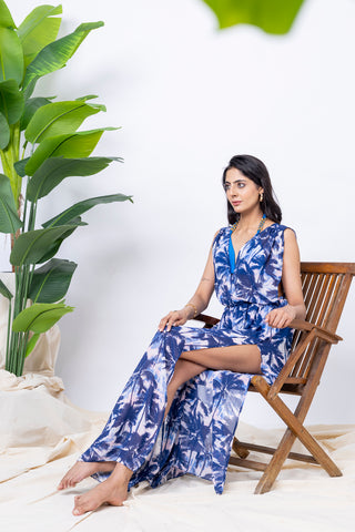 Beaded Halter Azure Luxe swim cover-up set