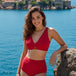 Women Swimwear Retro Red Bikini Set