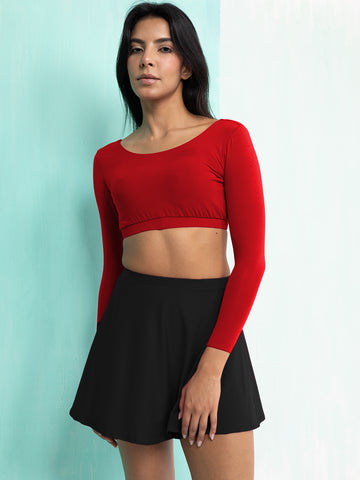 Chroma Core Red-Black Skirt Set