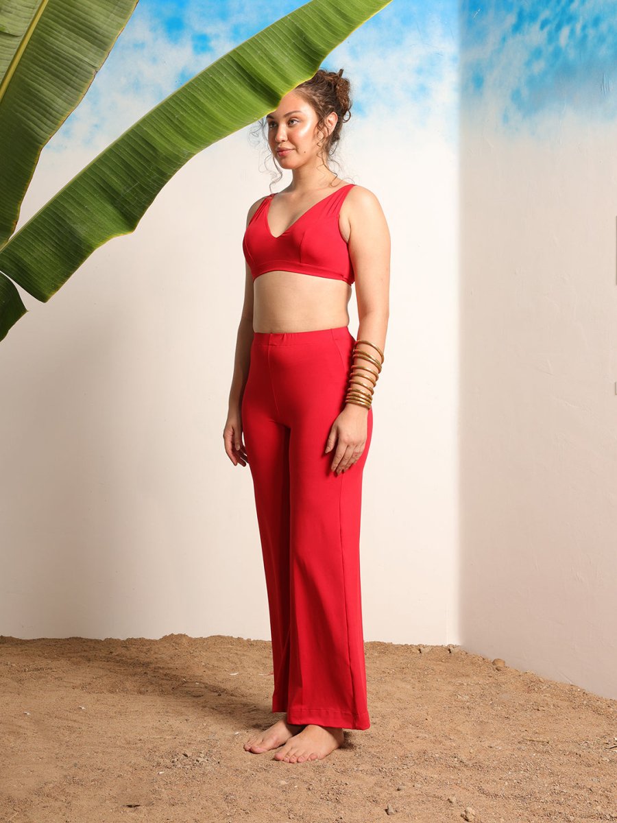 Women Red Solid Beachwear co - ord Set - AOBABEACHWEAR