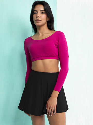 Fuchsia Flare Skirt & Crop Top Set