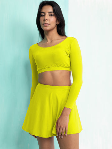 Neon Glow Umbrella Skirt & Crop Top Set