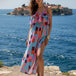 The Geometric Horizon Tiered Beach Maxi Dress