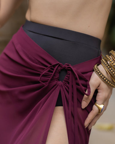Wine wave Georgette Skirt