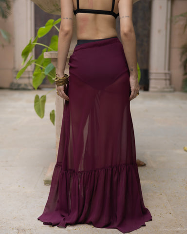 Wine wave Georgette Skirt