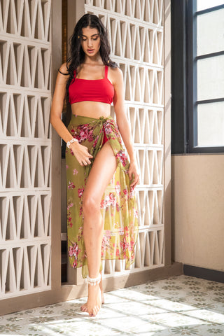 The Ibiza Red 3 pc swim  cover-up set