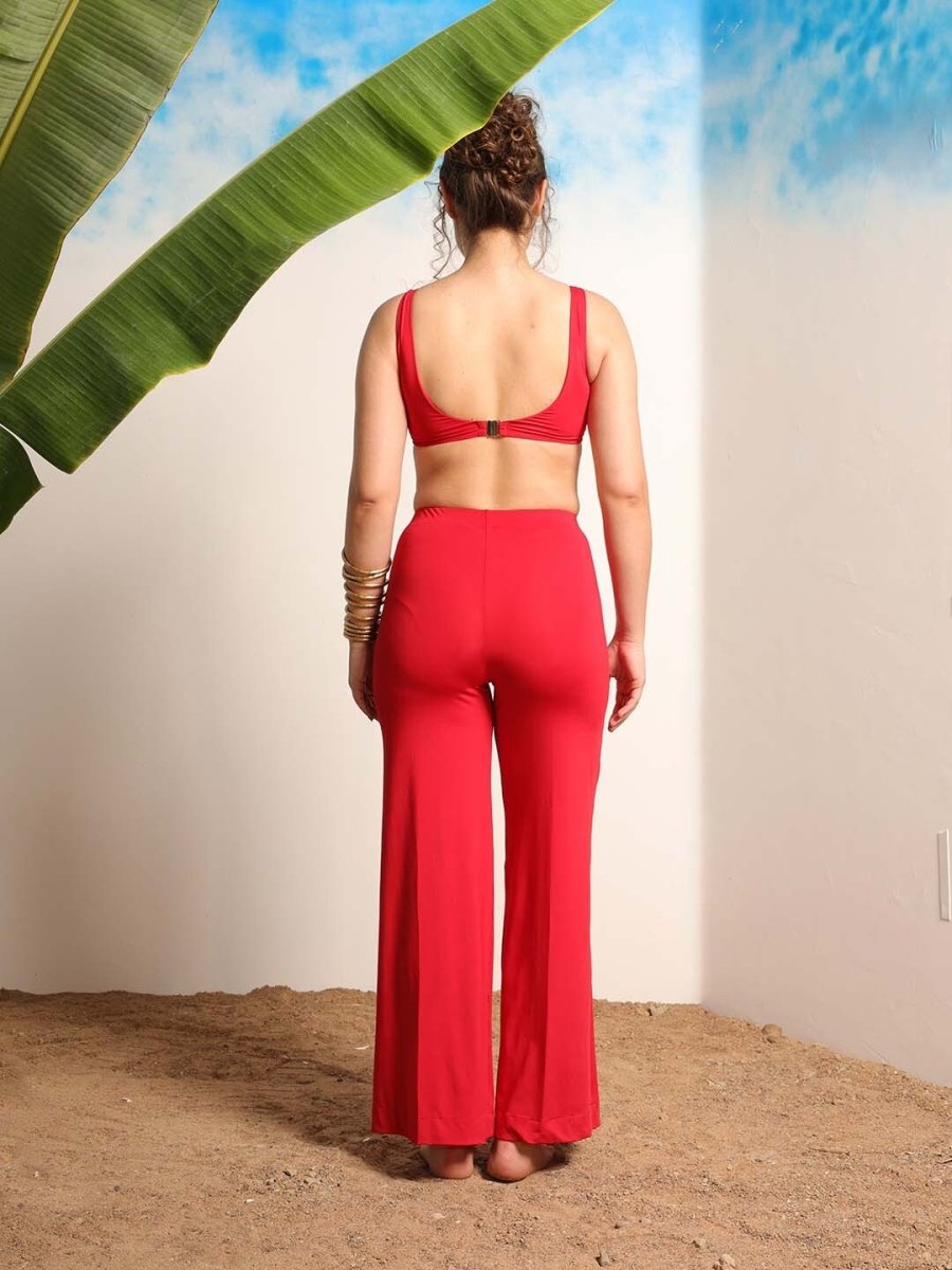 Women Red Solid Beachwear co - ord Set - AOBABEACHWEAR