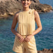 Butter Yellow Gingham Pleated Co-ord Set